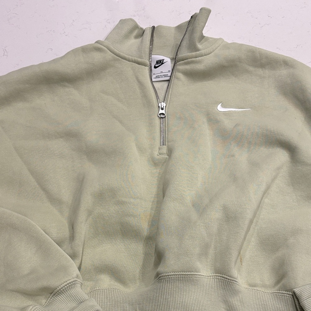Nike Light Green cropped style Zip-Up Sweater
